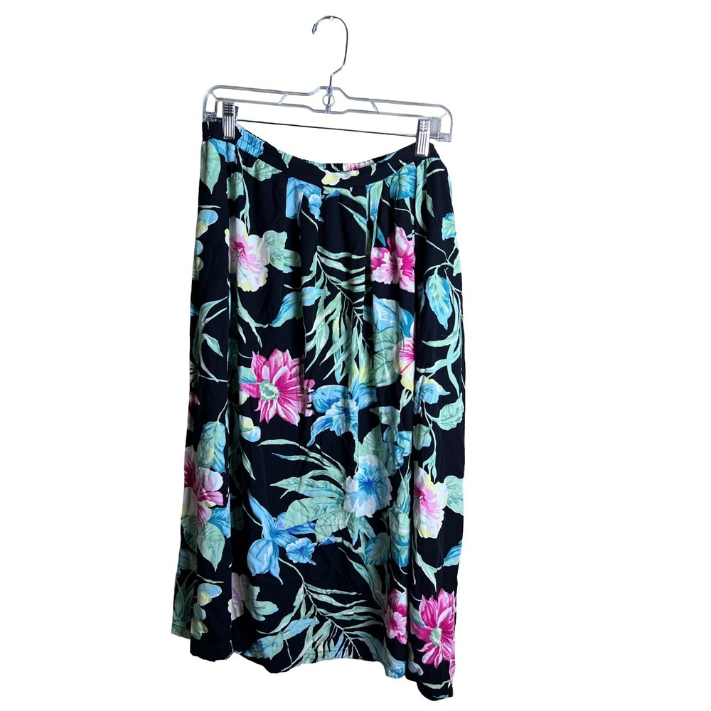 90s Vintage CC Hughes Floral‎ Maxi Skirt Women's Size L Boho Whimsigoth